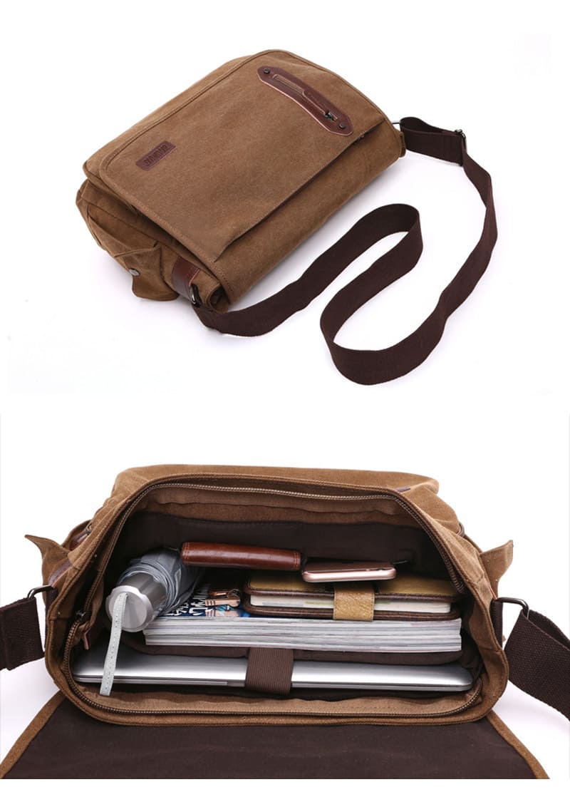 günsitge Umhängetasche Canvas Herren Segeltuch Schule Schultertasche für Uni Männer