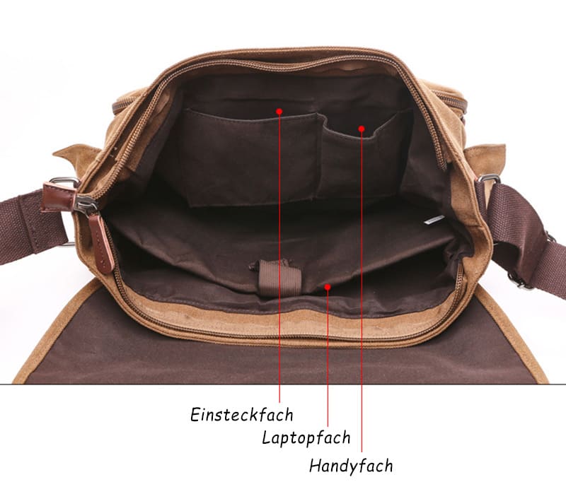 günsitge Umhängetasche Canvas Herren Segeltuch Schule Schultertasche für Uni Männer