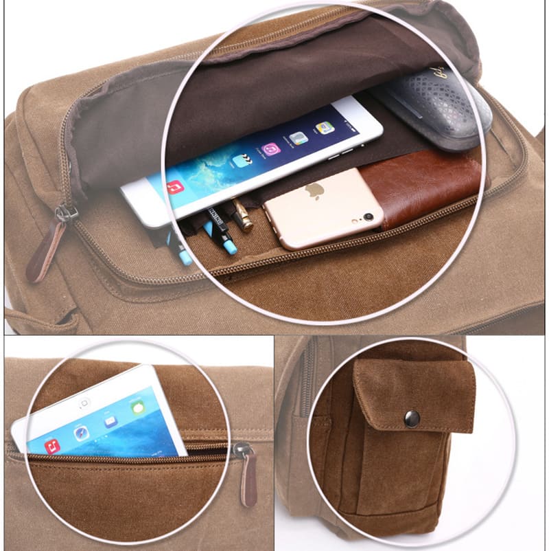günsitge Umhängetasche Canvas Herren Segeltuch Schule Schultertasche für Uni Männer