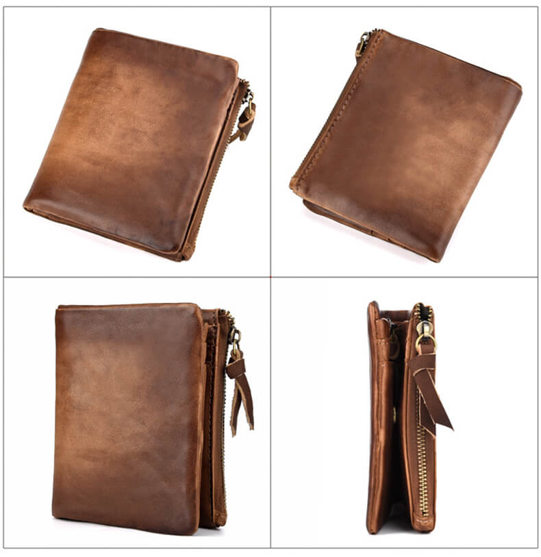 günstige Geldbörse Herren Leder Portemonnaie in der Gesäßtasche mit Münzfach