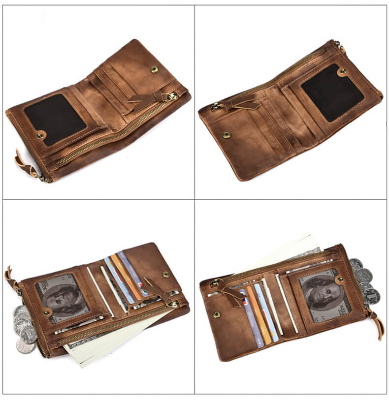 günstige Geldbörse Herren Leder Portemonnaie in der Gesäßtasche mit Münzfach