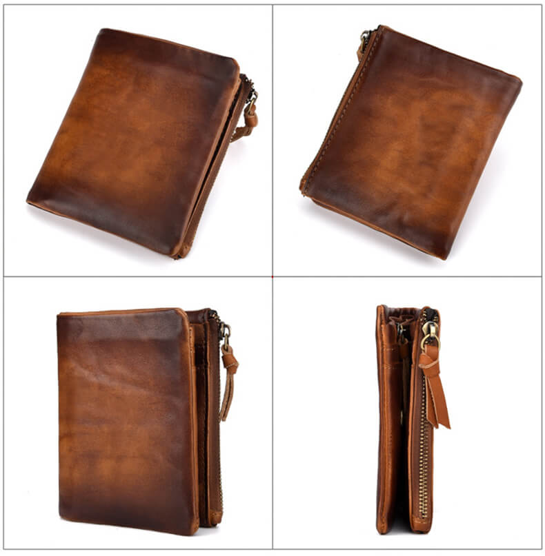 günstige Geldbörse Herren Leder Portemonnaie in der Gesäßtasche mit Münzfach