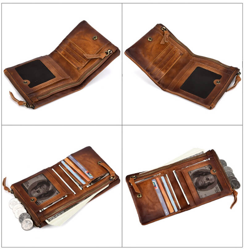 günstige Geldbörse Herren Leder Portemonnaie in der Gesäßtasche mit Münzfach