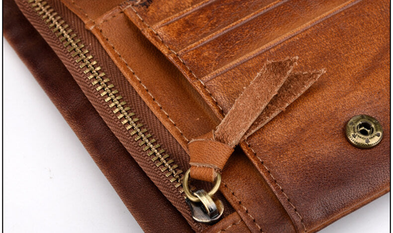 günstige Geldbörse Herren Leder Portemonnaie in der Gesäßtasche mit Münzfach