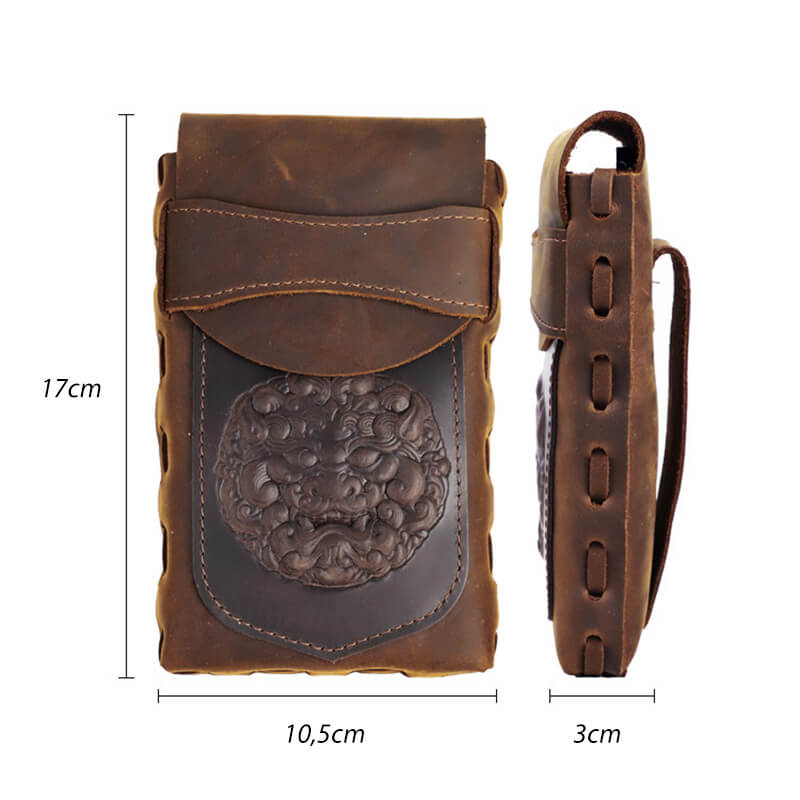 Handy Gürteltasche Herren Leder Vintage Hüfttasche in Braun und Kaffeebraun