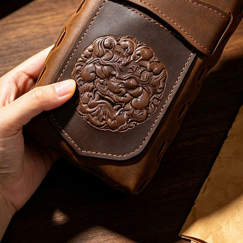 Handy Gürteltasche Herren Leder Vintage Hüfttasche in Braun und Kaffeebraun