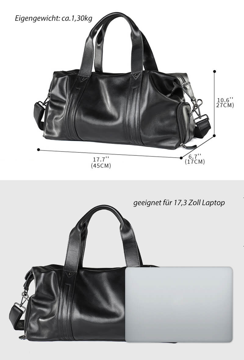 Handtasche Herren Leder große Umhängetasche Reisetasche schwarz