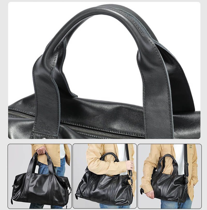 Handtasche Herren Leder große Umhängetasche Reisetasche schwarz
