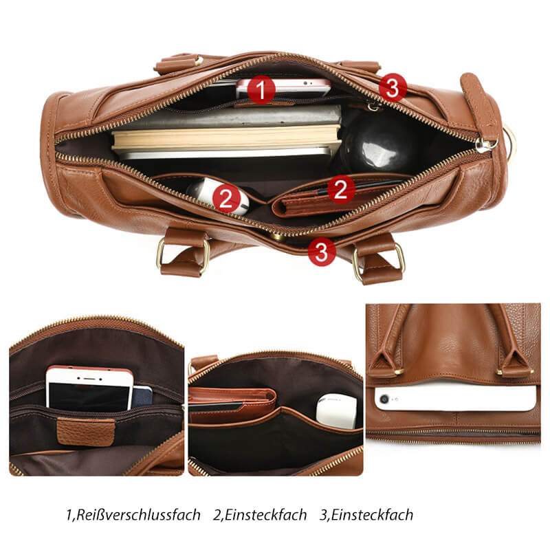 Herren Aktentasche Leder Businesstasche Umhängetasche für 14 Zoll Laptop
