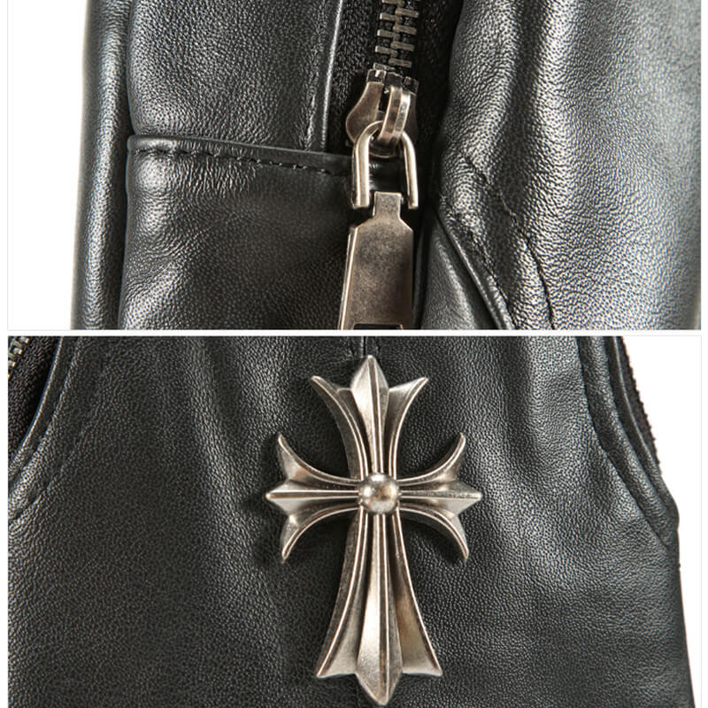 Herren Bauchtasche Leder schwarz Brusttasche Umhängetasche für Freizeit