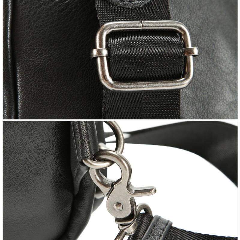Herren Bauchtasche Leder schwarz Brusttasche Umhängetasche für Freizeit