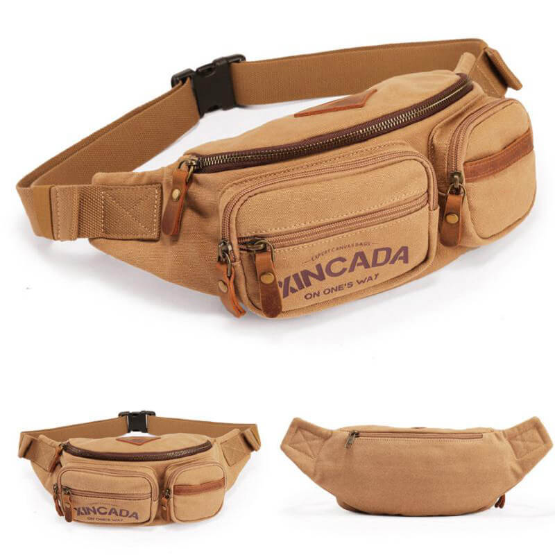 Herren Brusttasche aus Canvas Bauchtasche Hüfttasche für Freizeit in 3 Farben