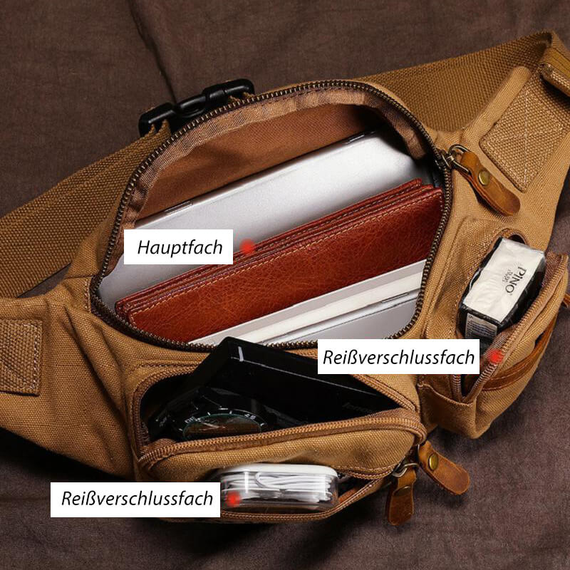 Herren Brusttasche aus Canvas Bauchtasche Hüfttasche für Freizeit in 3 Farben