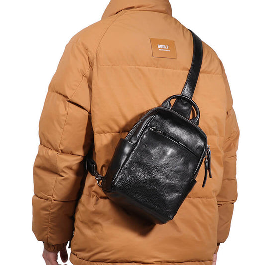 brusttasche herren leder schwarz