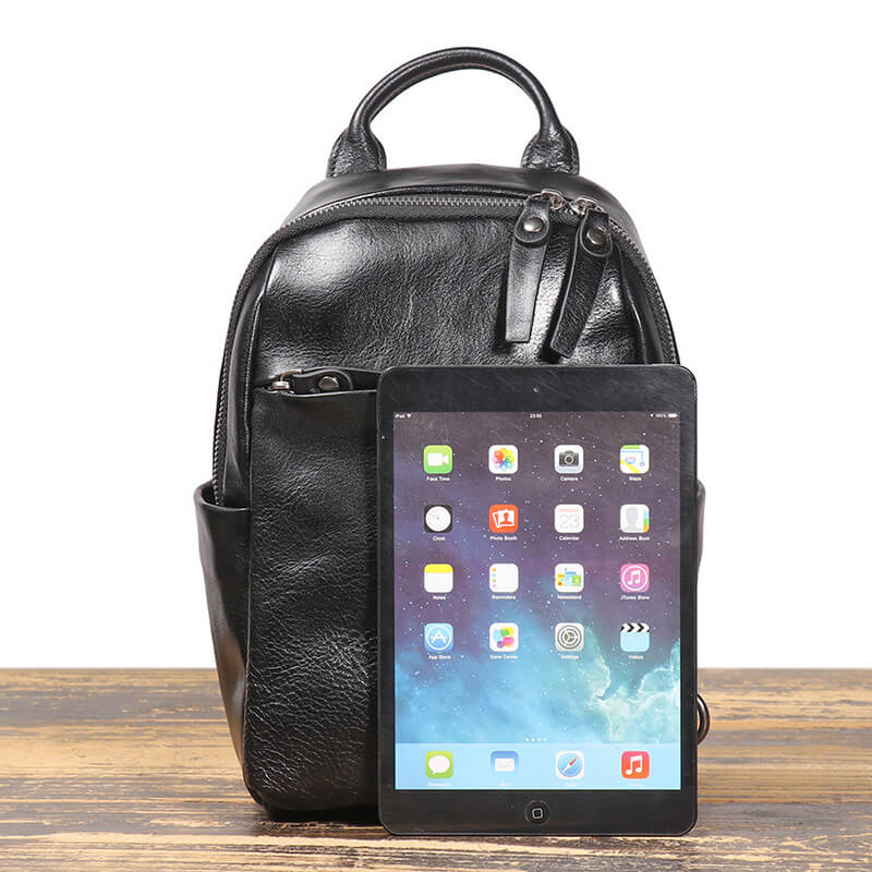 Herren Brusttasche Leder Bauchtasche Umhängetasche schwarz