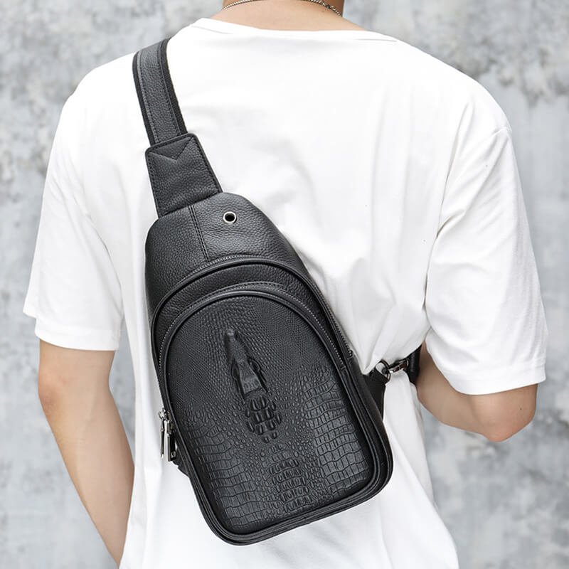 sling bag herren leder schwarz