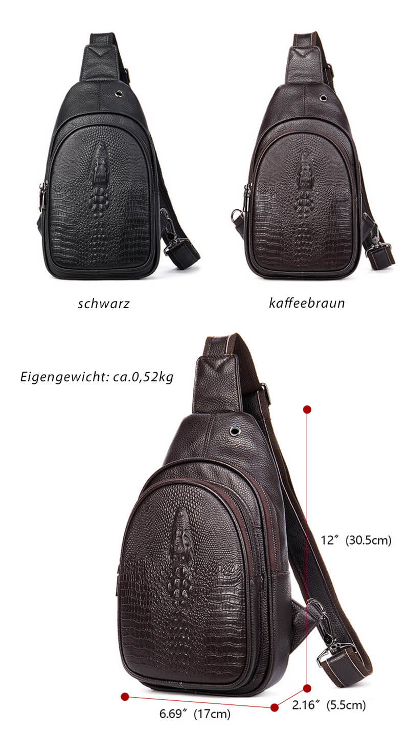 Herren Brusttasche Leder Krokodil Muster Sling Bag