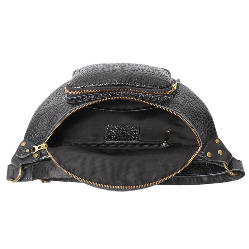Herren Brusttasche Leder schwarz Bauchtasche Crossbody Tasche Sling Bag