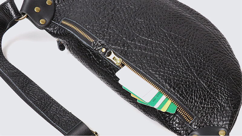 Herren Brusttasche Leder schwarz Bauchtasche Crossbody Tasche Sling Bag