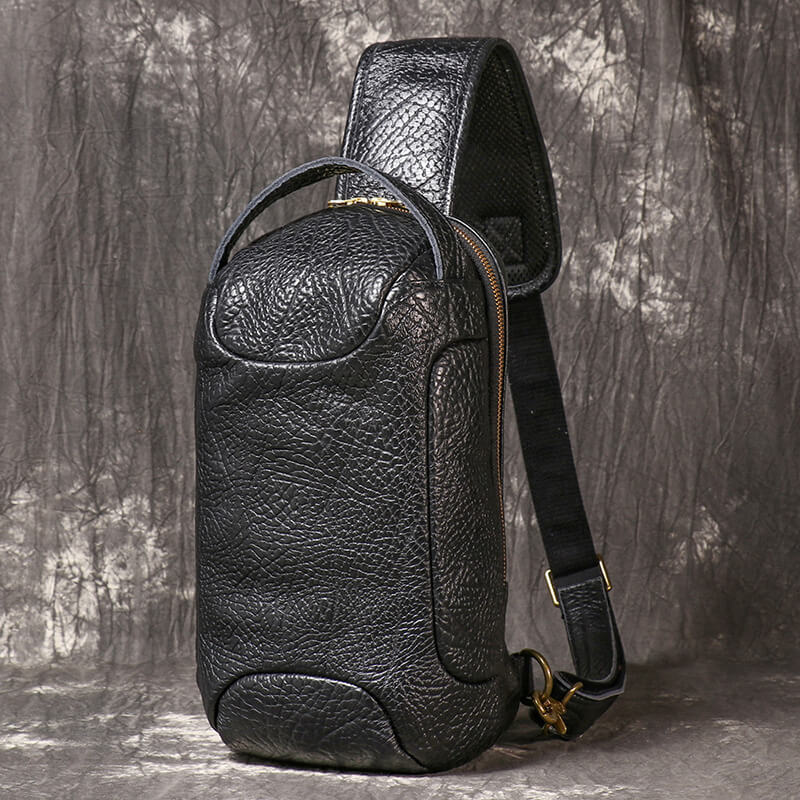 brusttasche herren leder schwarz