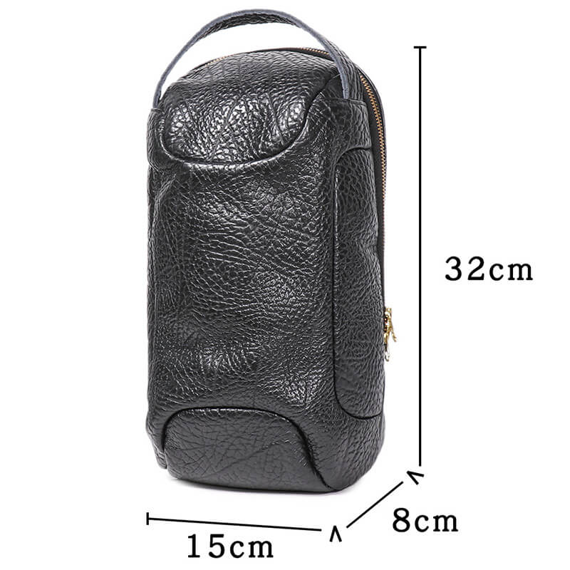 Herren Brusttasche Leder schwarz Bauchtasche Umhängetasche für Freizeit