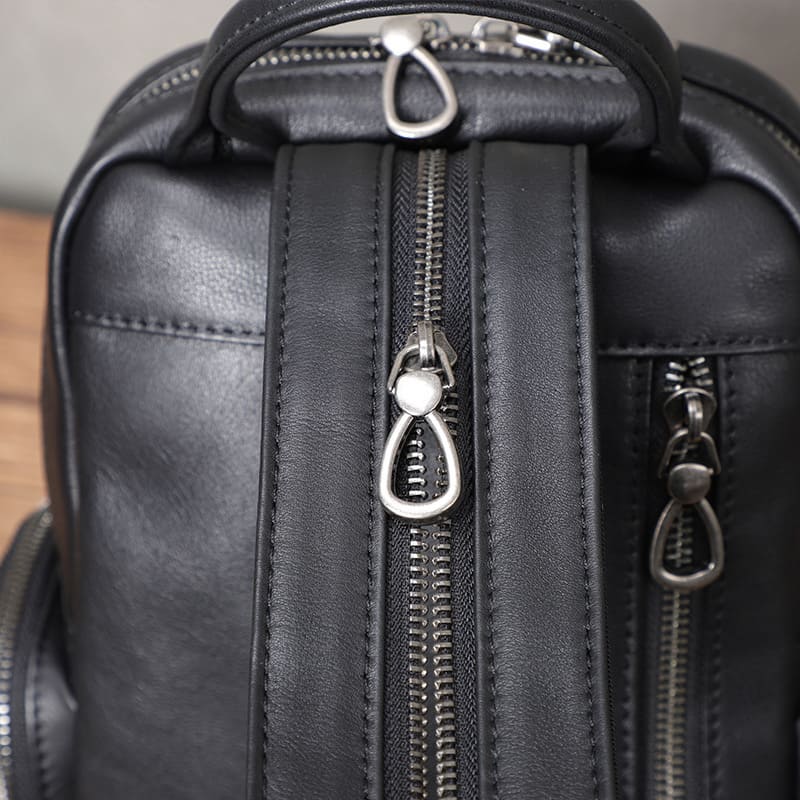 Herren Brusttasche Leder schwarz Brustbeutel Rucksack Herren