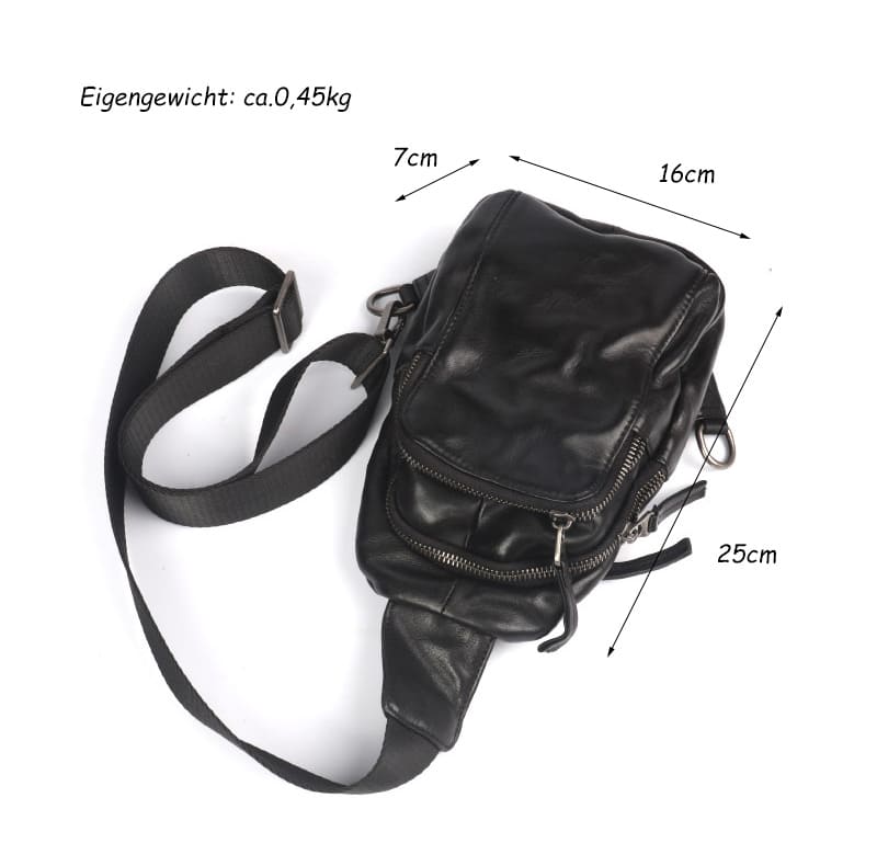 Herren Brusttasche Leder Vintage Brustbeutel Umhängetasche
