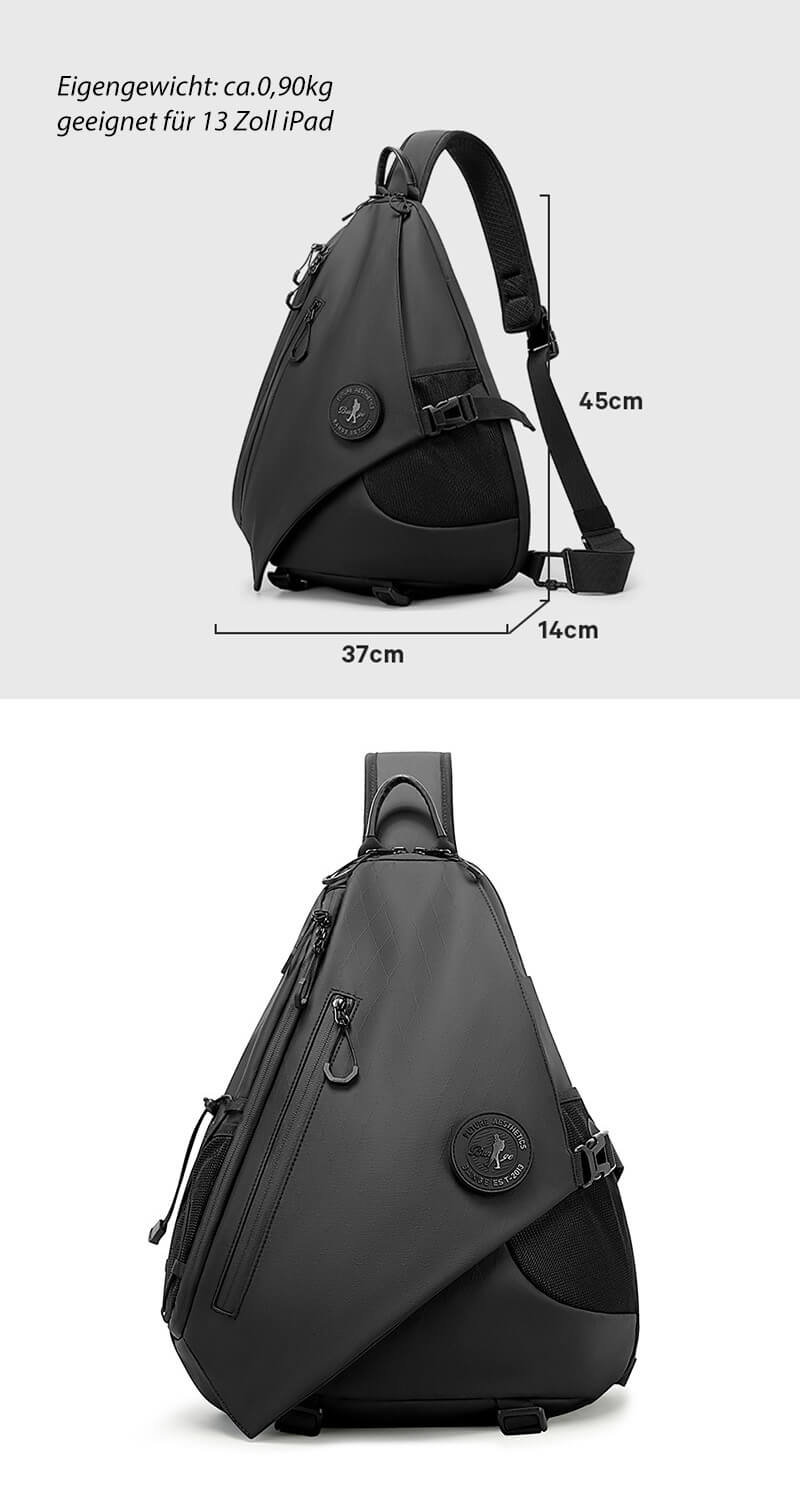 Herren große Brusttasche aus Oxford wasserdichter Rucksack mit 1 Gurt