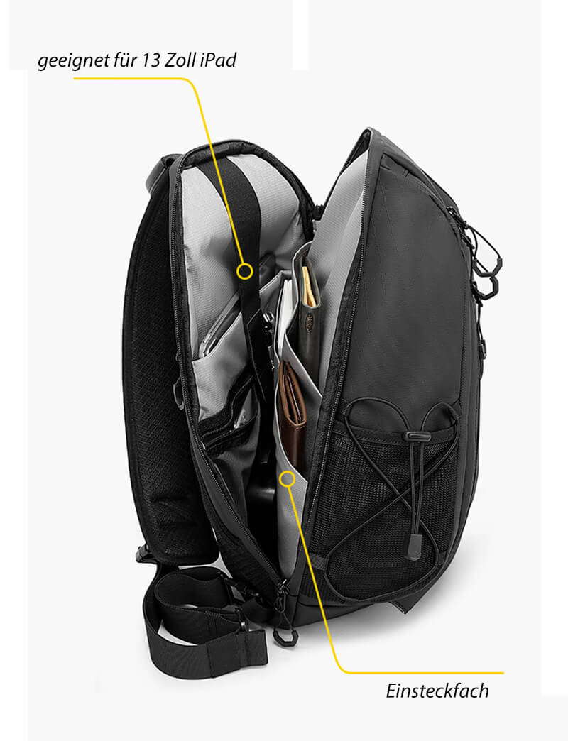 Herren große Brusttasche aus Oxford wasserdichter Rucksack mit 1 Gurt