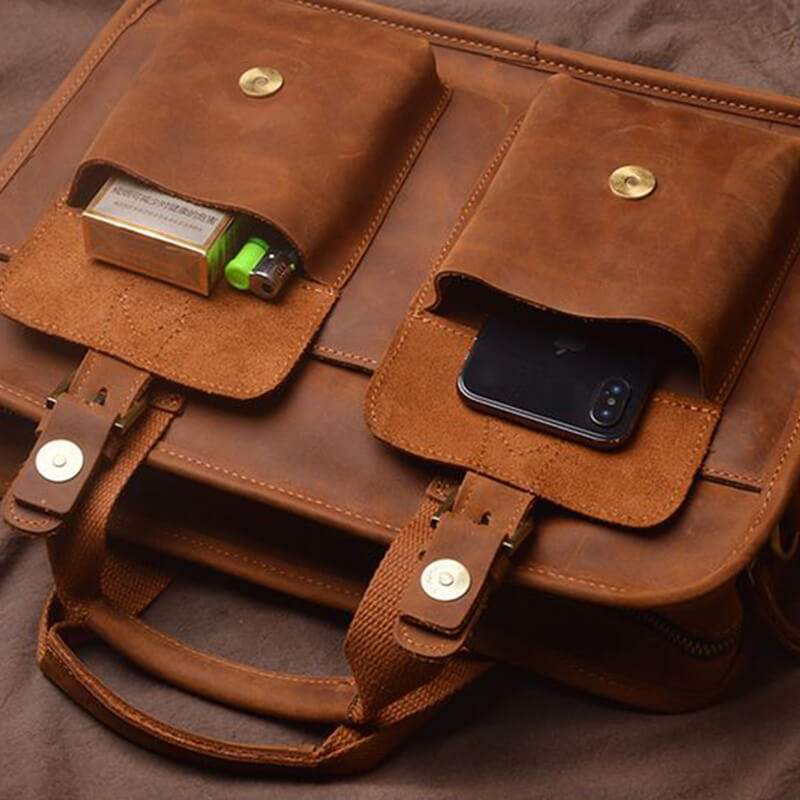 Herren Handtasche Vintage Leder Businesstasche Aktentasche mit Laptopfach