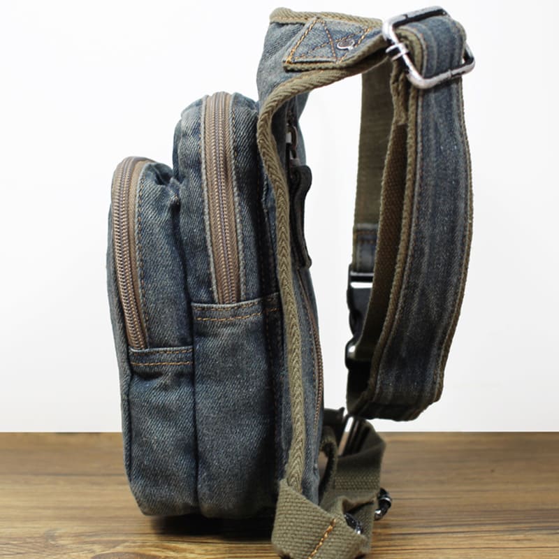 Herren Hüfttasche Beigurt aus Jeansstoff Oberschenkeltasche Motorrad Beintasche
