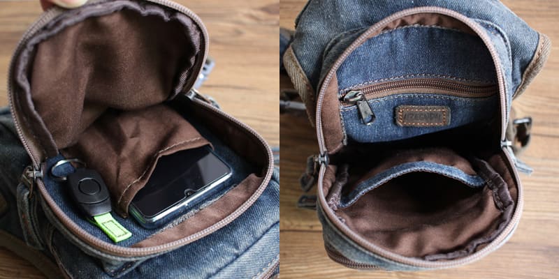 Herren Hüfttasche Beigurt aus Jeansstoff Oberschenkeltasche Motorrad Beintasche