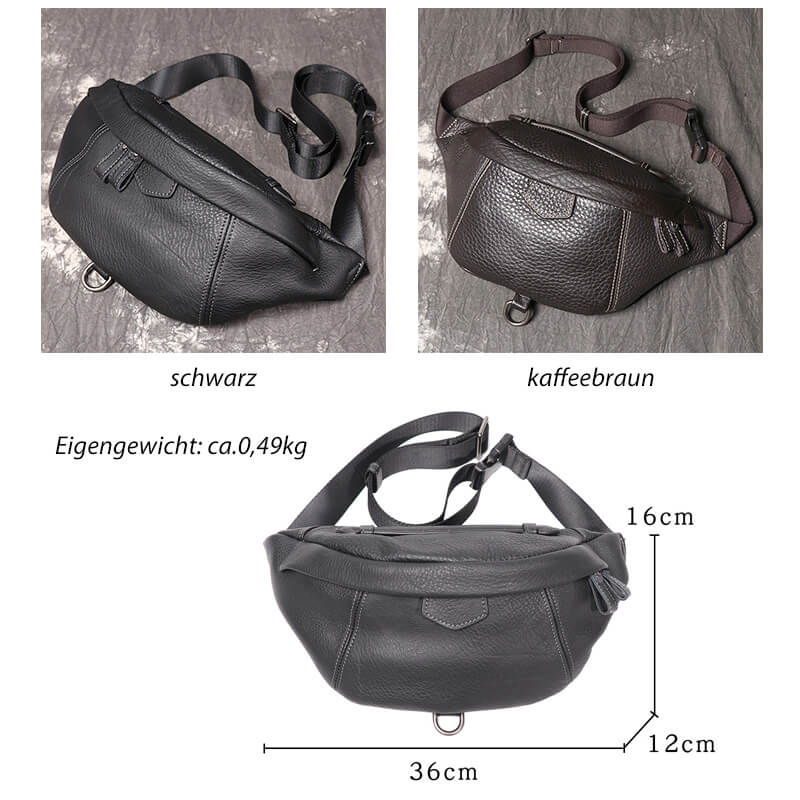 Herren Hüfttasche Leder Outdoor Wandern in Schwarz und Kaffeebraun