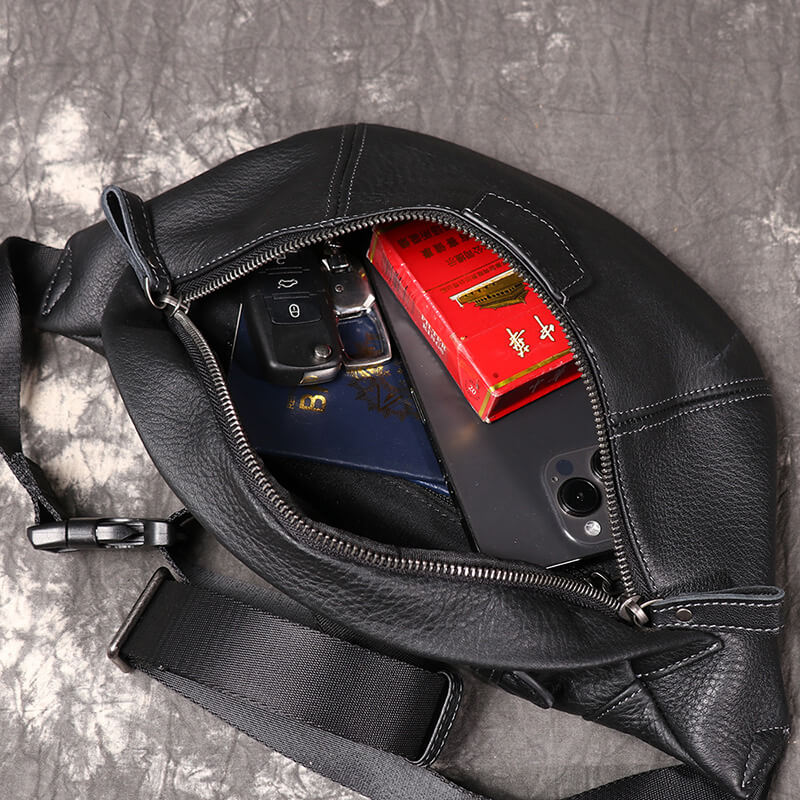 Herren Hüfttasche Leder Outdoor Wandern in Schwarz und Kaffeebraun
