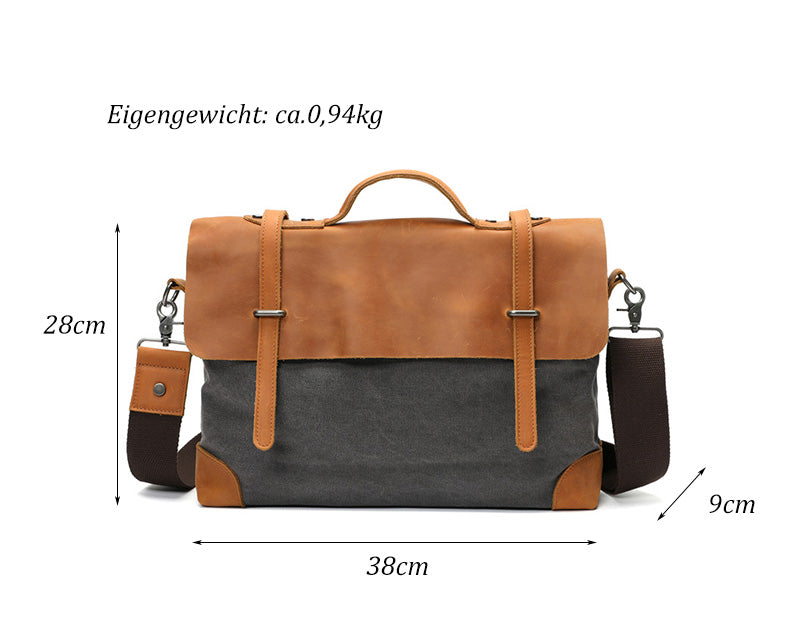 Herren Messenger Tasche Canvas und Leder Umhängetasche Handtasche