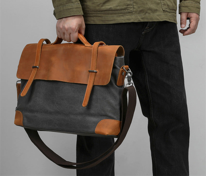 herren umhängetasche canvas leder