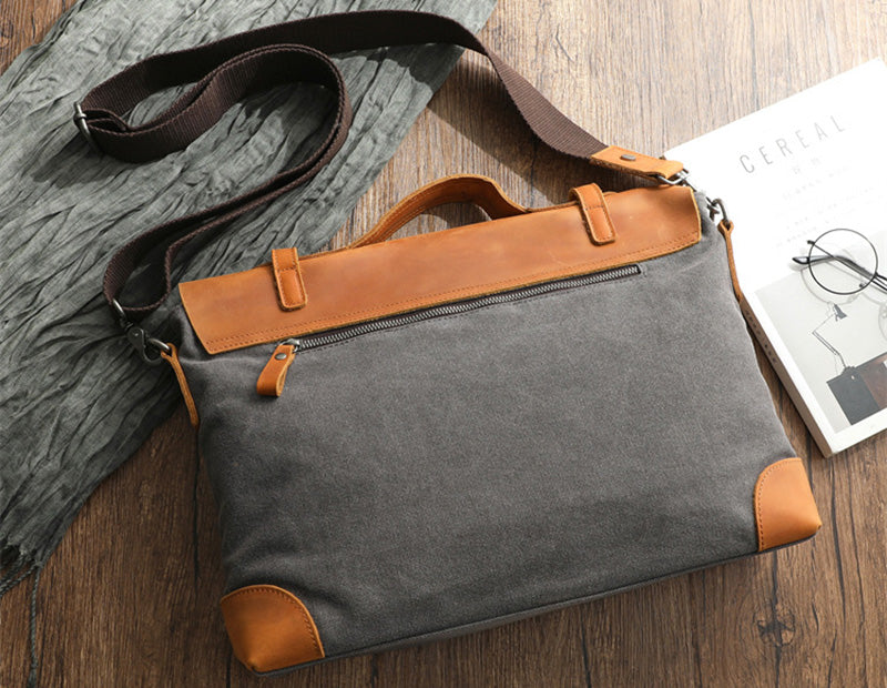 Herren Messenger Tasche Canvas und Leder Umhängetasche Handtasche