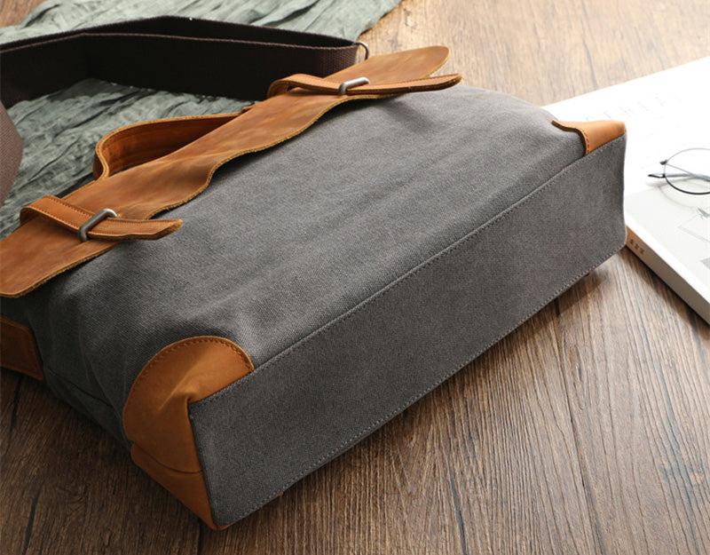 Herren Messenger Tasche Canvas und Leder Umhängetasche Handtasche