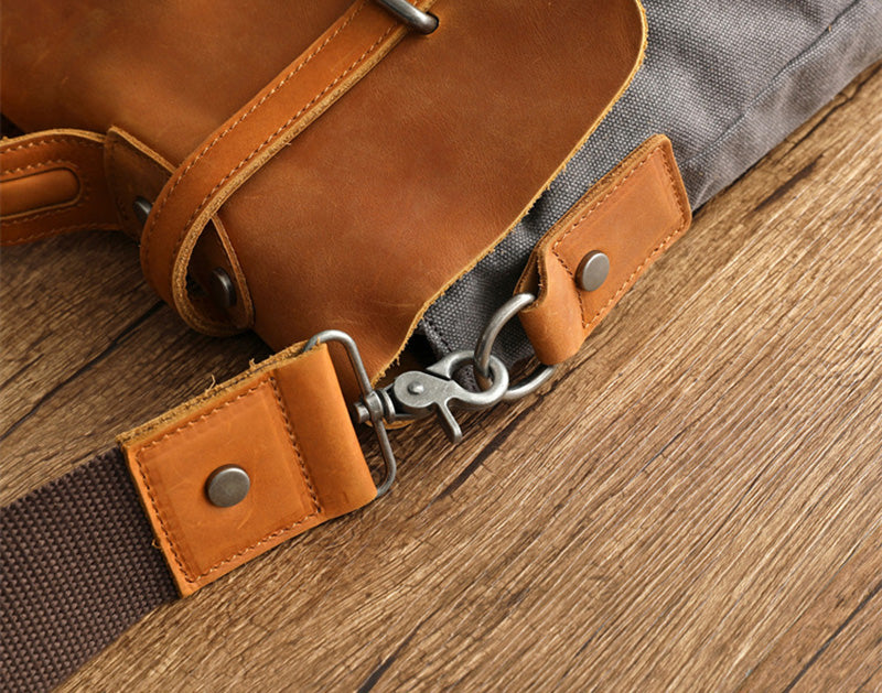 Herren Messenger Tasche Canvas und Leder Umhängetasche Handtasche