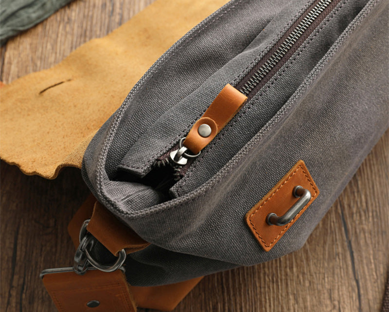 Herren Messenger Tasche Canvas und Leder Umhängetasche Handtasche