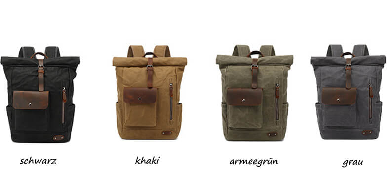 Herren Rucksack aus gewachstem Canvas Reiserucksack Männer