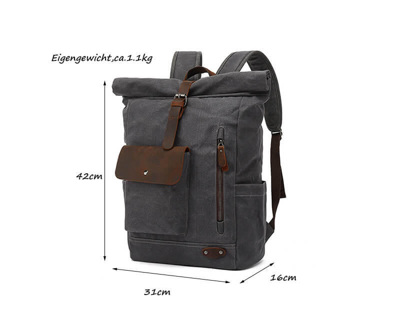 Herren Rucksack aus gewachstem Canvas Reiserucksack Männer