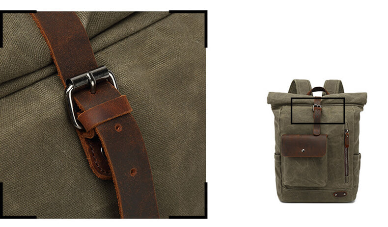 Herren Rucksack aus gewachstem Canvas Reiserucksack Männer