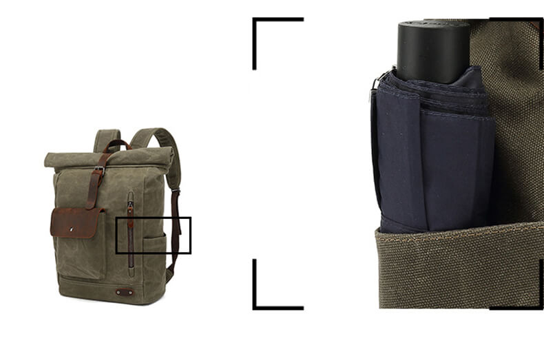 Herren Rucksack aus gewachstem Canvas Reiserucksack Männer