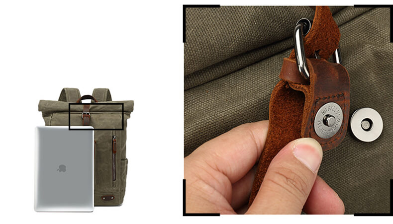 Herren Rucksack aus gewachstem Canvas Reiserucksack Männer