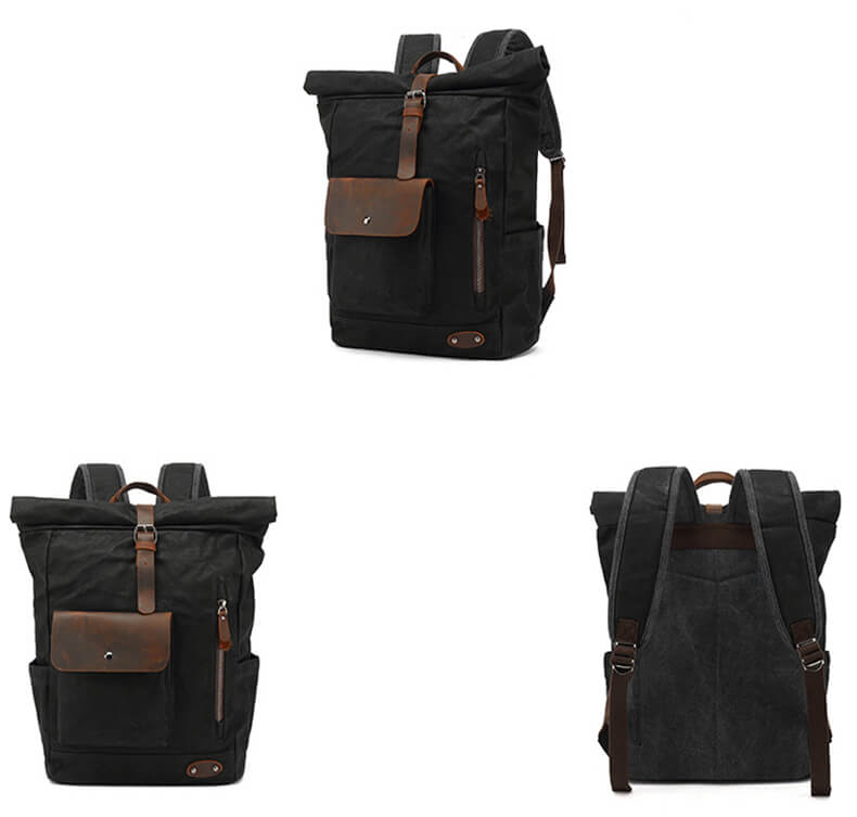 Herren Rucksack aus gewachstem Canvas Reiserucksack Männer