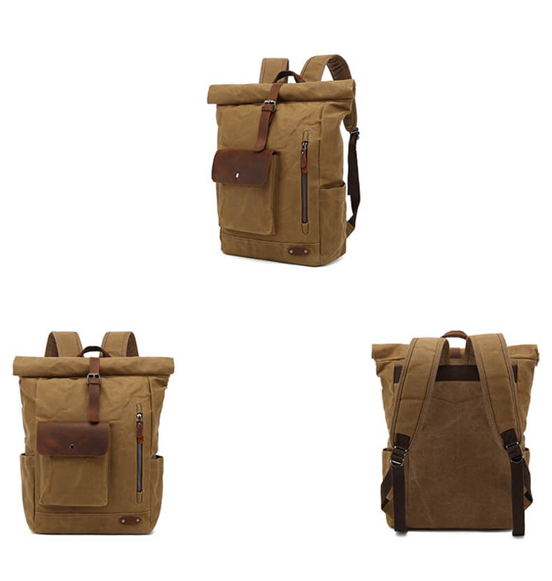 Herren Rucksack aus gewachstem Canvas Reiserucksack Männer