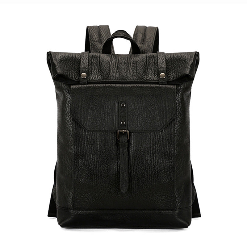 Herren Rucksack Leder Arbeit mit Rolltop und Polster Laptoprucksack