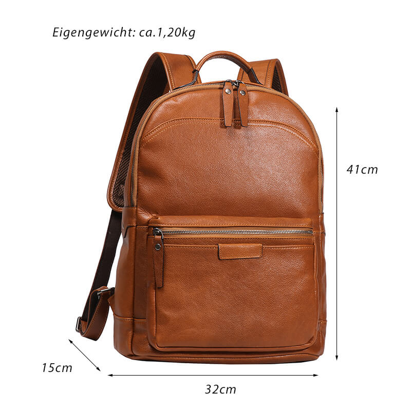 Herren Rucksack Leder mit Laptopfach Backpack Männer für Business und Kurzreise