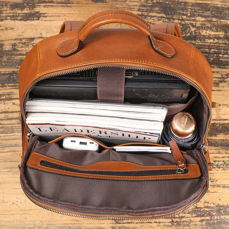 Herren Rucksack Leder mit Laptopfach Backpack Männer für Business und Kurzreise
